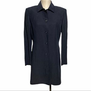 Due’ per Due’ silk & linen black button coat 8